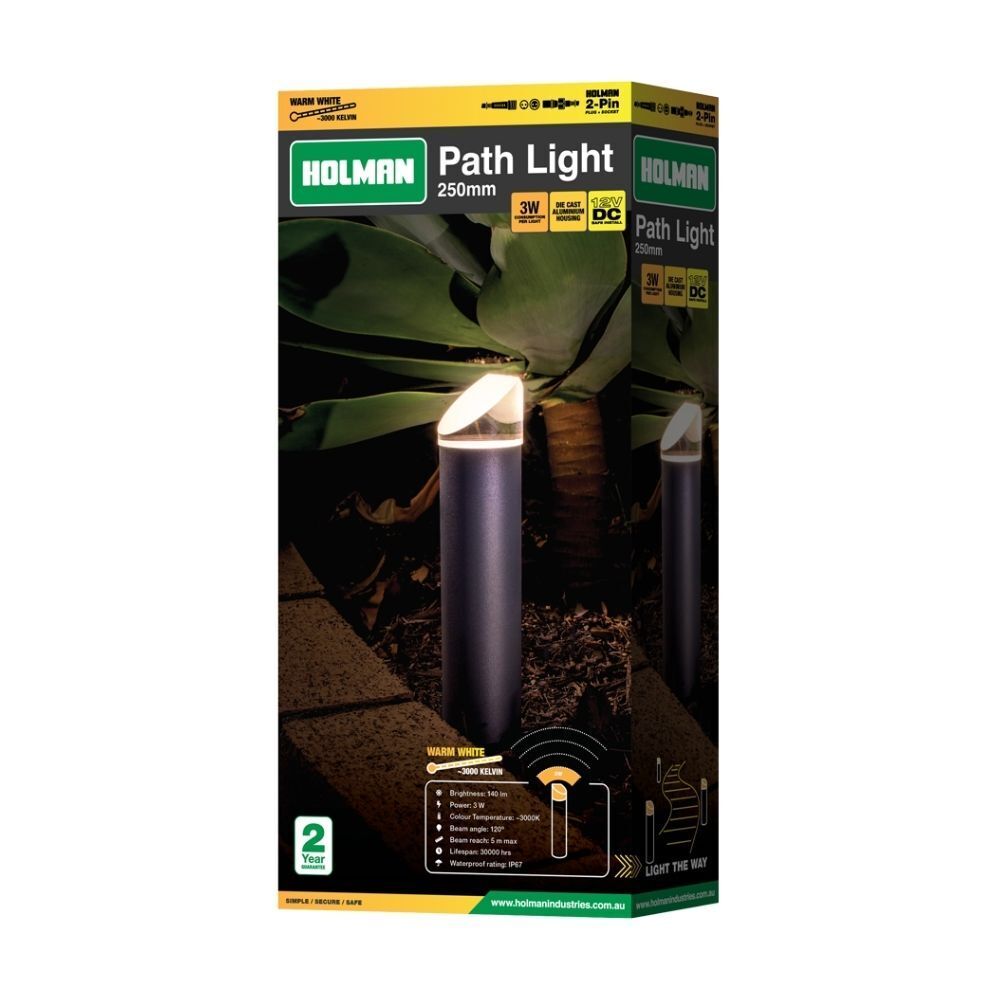 Holman Warm White Path Light - 250mm 450mm 550mm, Aqua Gardening